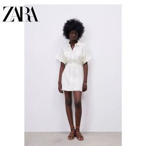 ZARA button down white mini dress size XS